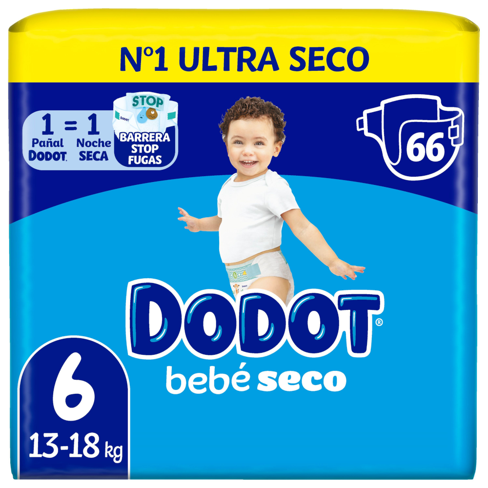 Dodot Bebé Seco Jumbo Pack Talla 6 66 uds
