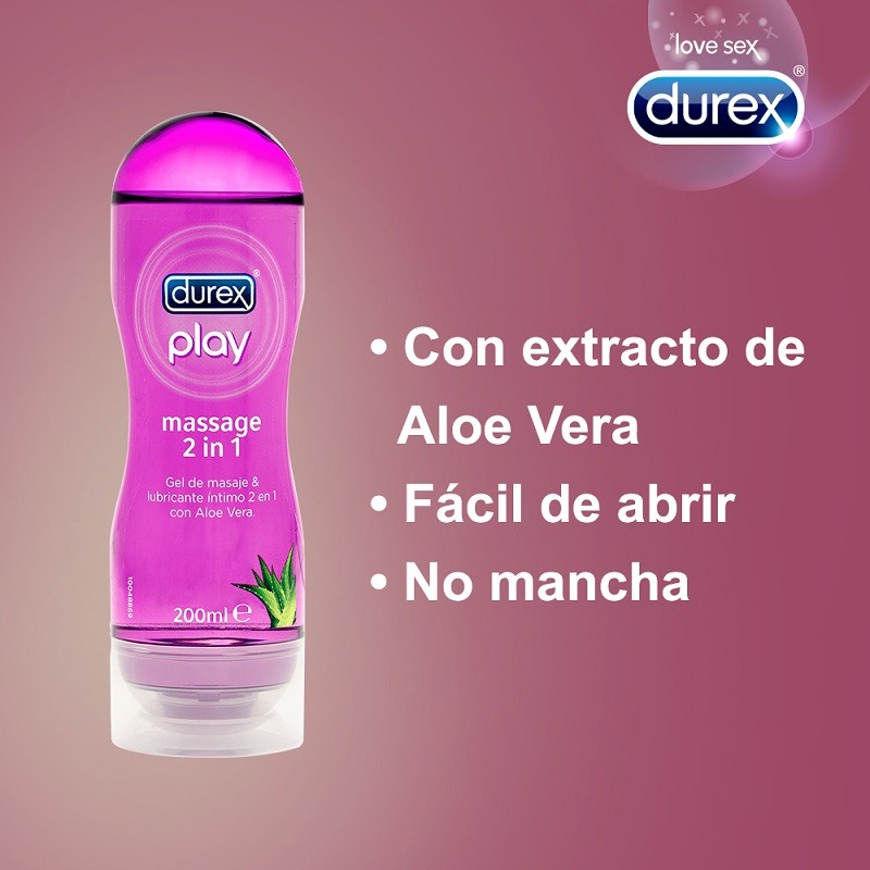 DUREX Play Masaje Relajante Lubricante Íntimo 2en1 Aloe Vera 200ml-3