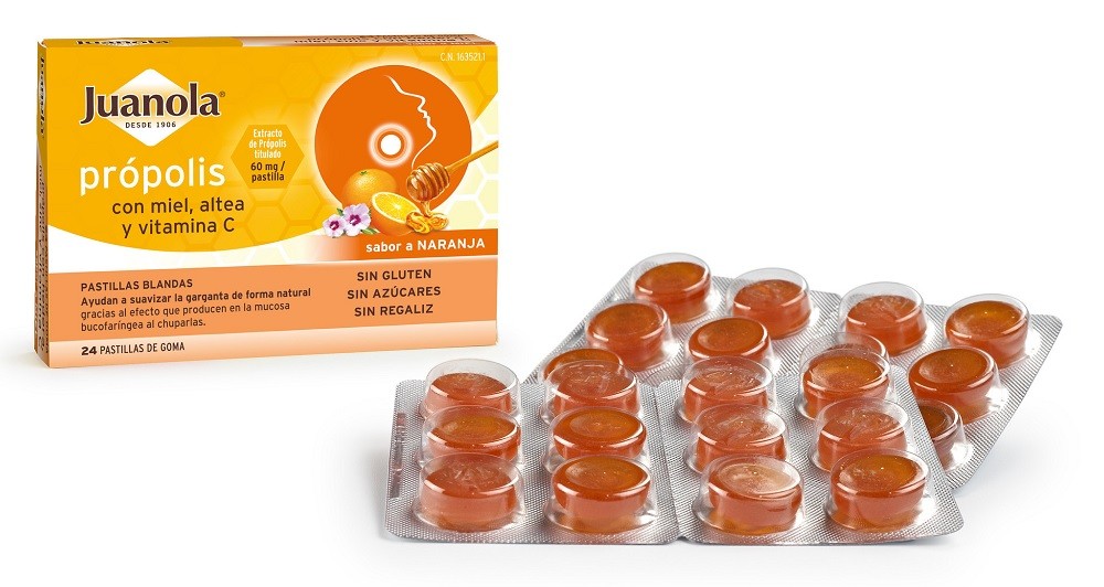 JUANOLA Própolis con Miel, Altea y Vit C sabor Naranja 24 Pastillas Blandas-2