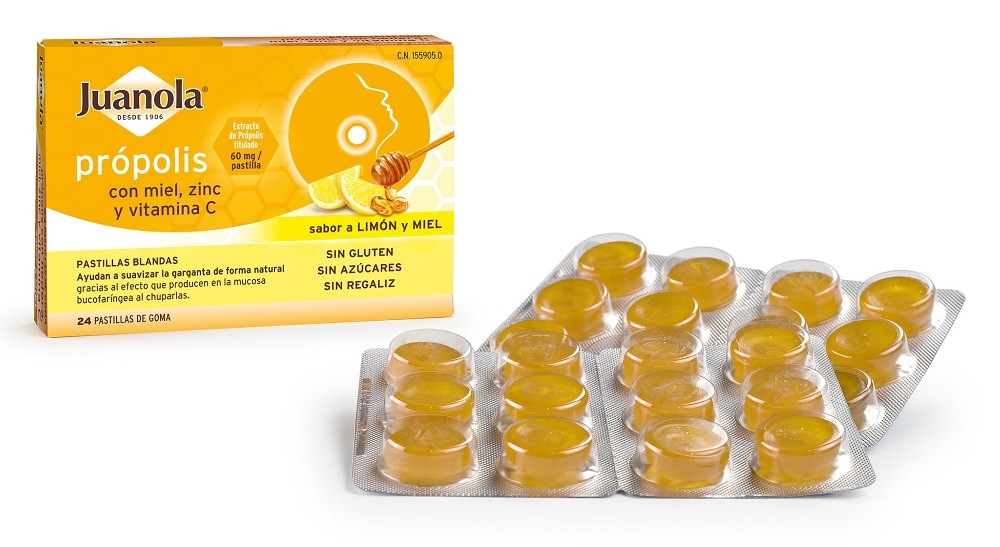 JUANOLA Própolis con Miel, Zinc y Vit C sabor Limón y Miel 24 Pastillas Blandas-1
