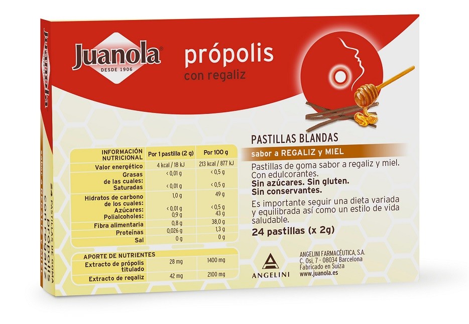 JUANOLA Própolis con Regaliz sabor Regaliz y Miel 24 Pastillas Blandas-3