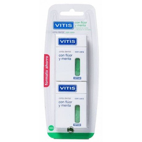 VITIS Duplo Cinta Dental con Flúor y Menta 2x50m-1