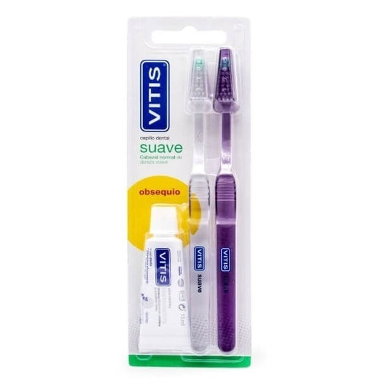 VITIS Pack Cepillo Dental Suave 2 uds + Pasta Blanqueadora 15ml de REGALO-1