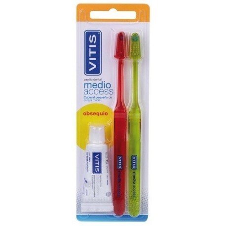 VITIS Pack Cepillo Dental Medio Access 2 uds+ Pasta Dentífrica Blanqueadora 15ml de REGALO-1