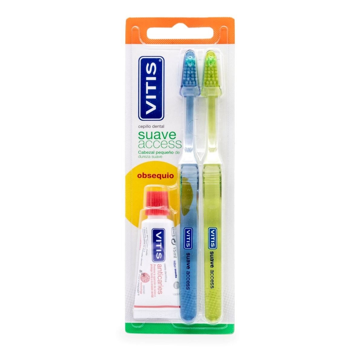 VITIS Pack Cepillo Dental Suave Access 2 uds + Pasta Anticaries 15ml de REGALO-1