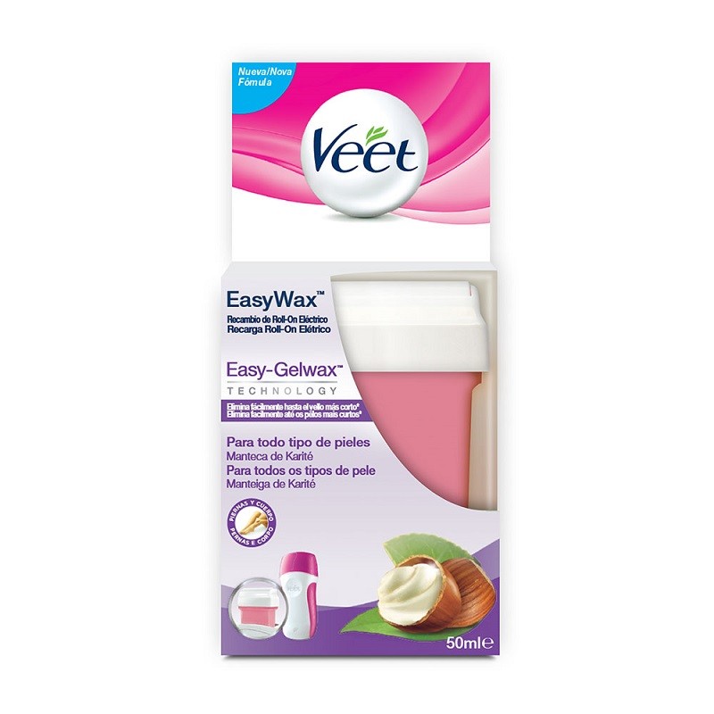 VEET Cera Depilatoria EasyWax Recambio Roll-On Eléctrico con Manteca de Karité 50ml-2