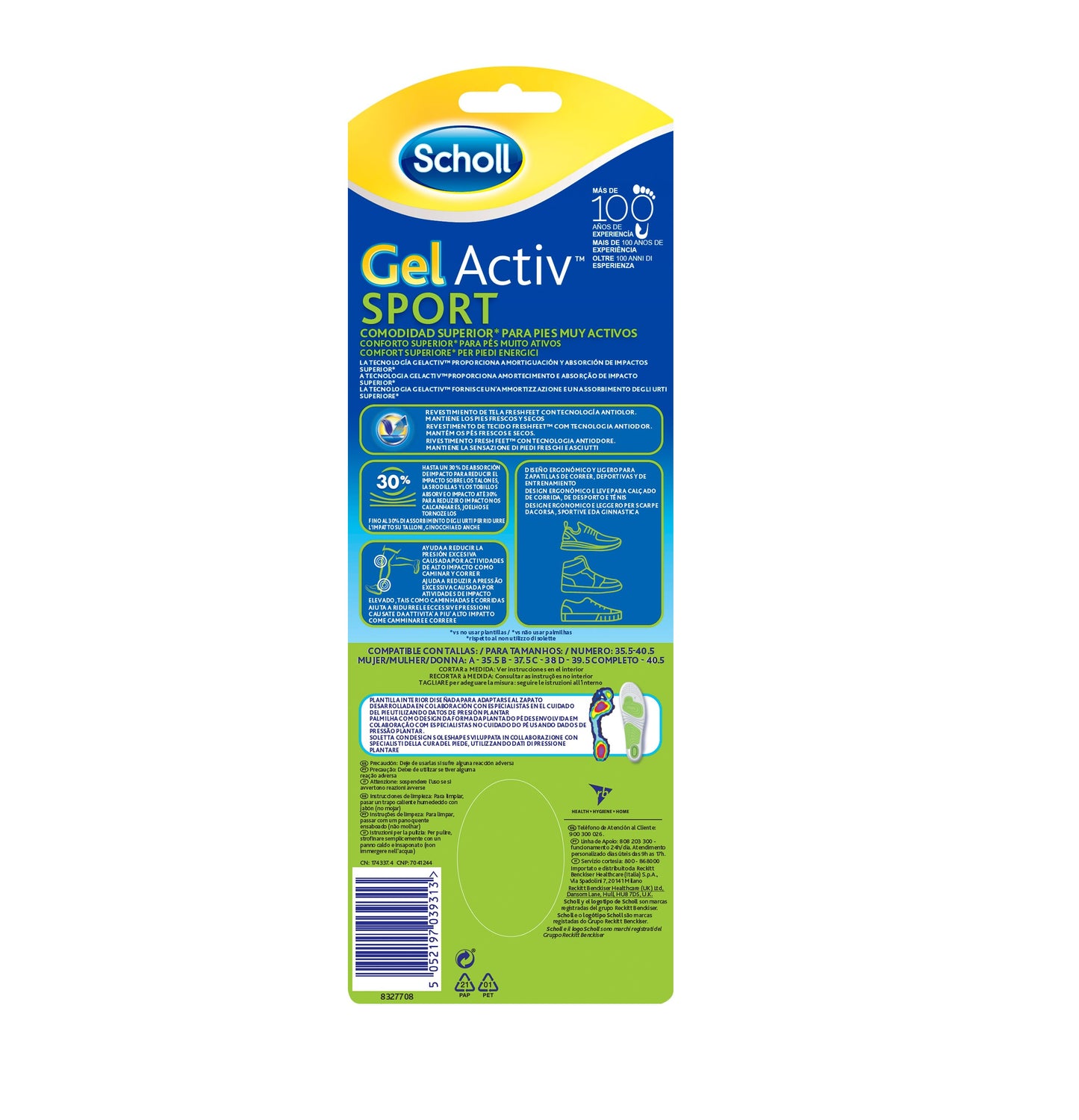SCHOLL Plantilla Gel Activ Sport Mujer Talla 35.5 - 40.5-3