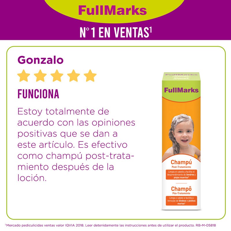 FULLMARKS Shampoing Post-Traitement Poux et Lentes 150 ml