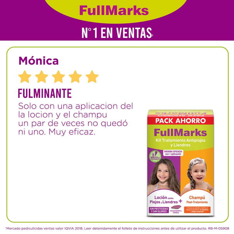 FULLMARKS Antipiojos y Liendres Loción 100ml + Champú 150ml PACK AHORRO-6