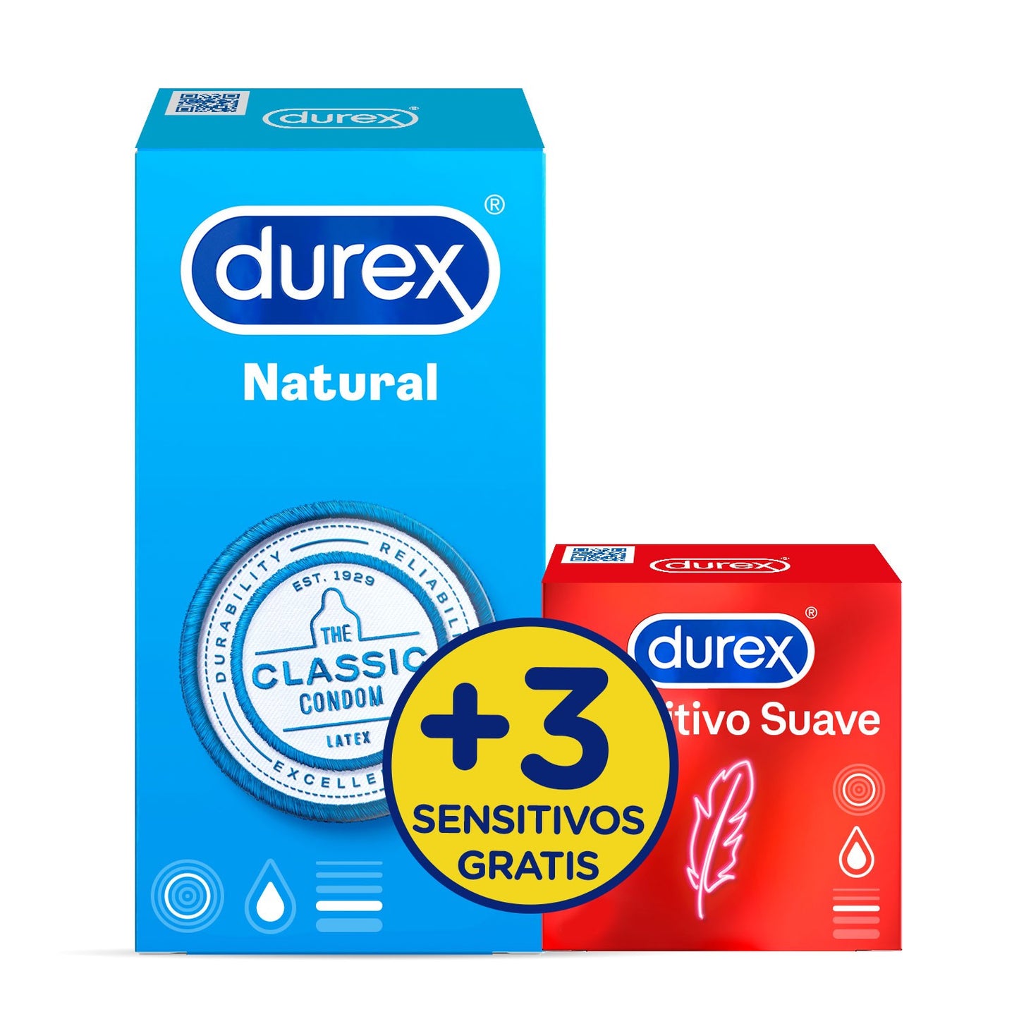 DUREX Pack Preservativo Natural 12 uds + Sensitivo Suave 3 uds de REGALO-1