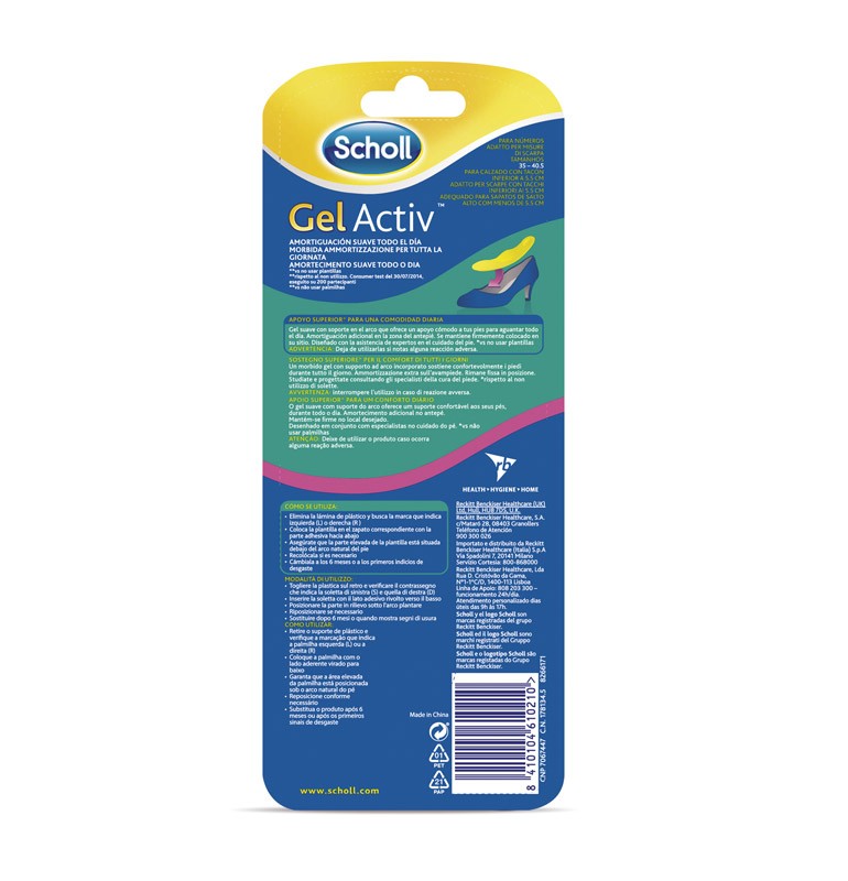 SCHOLL Plantilla Gel Activ Tacón Uso Diario 2uds.-2