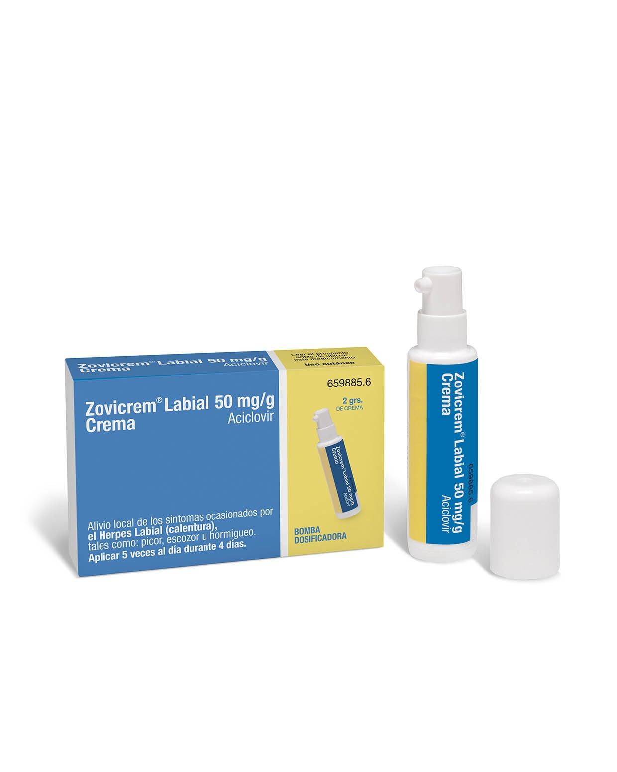 ZOVICREM Labial Crema 50MG/G Bomba Dosificadora 2G-1