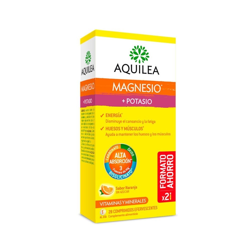 AQUILEA Magnesio + Potasio Sabor Naranja 28 Comprimidos Efervescentes-1