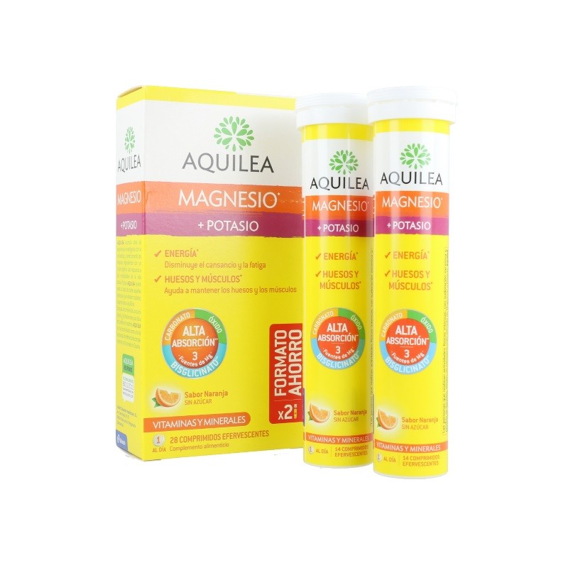 AQUILEA Magnesio + Potasio Sabor Naranja 28 Comprimidos Efervescentes-2