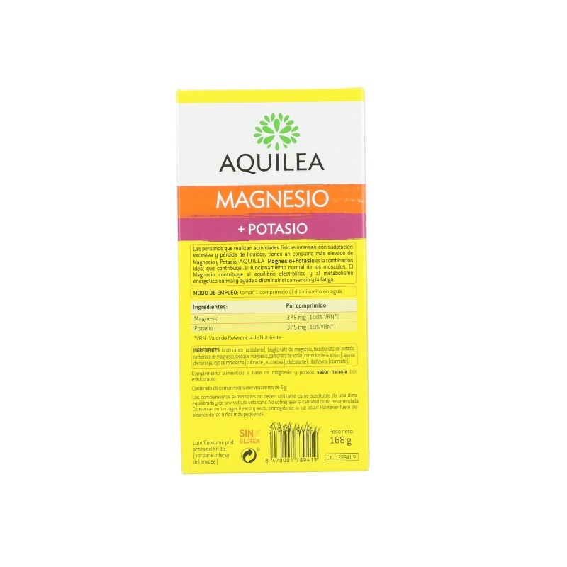 AQUILEA Magnesio + Potasio Sabor Naranja 28 Comprimidos Efervescentes-3