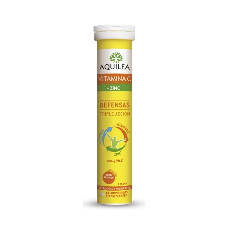 AQUILEA Vitamina C + Zinc Defensas Sabor Naranja 14 Comprimidos Efervescentes-1