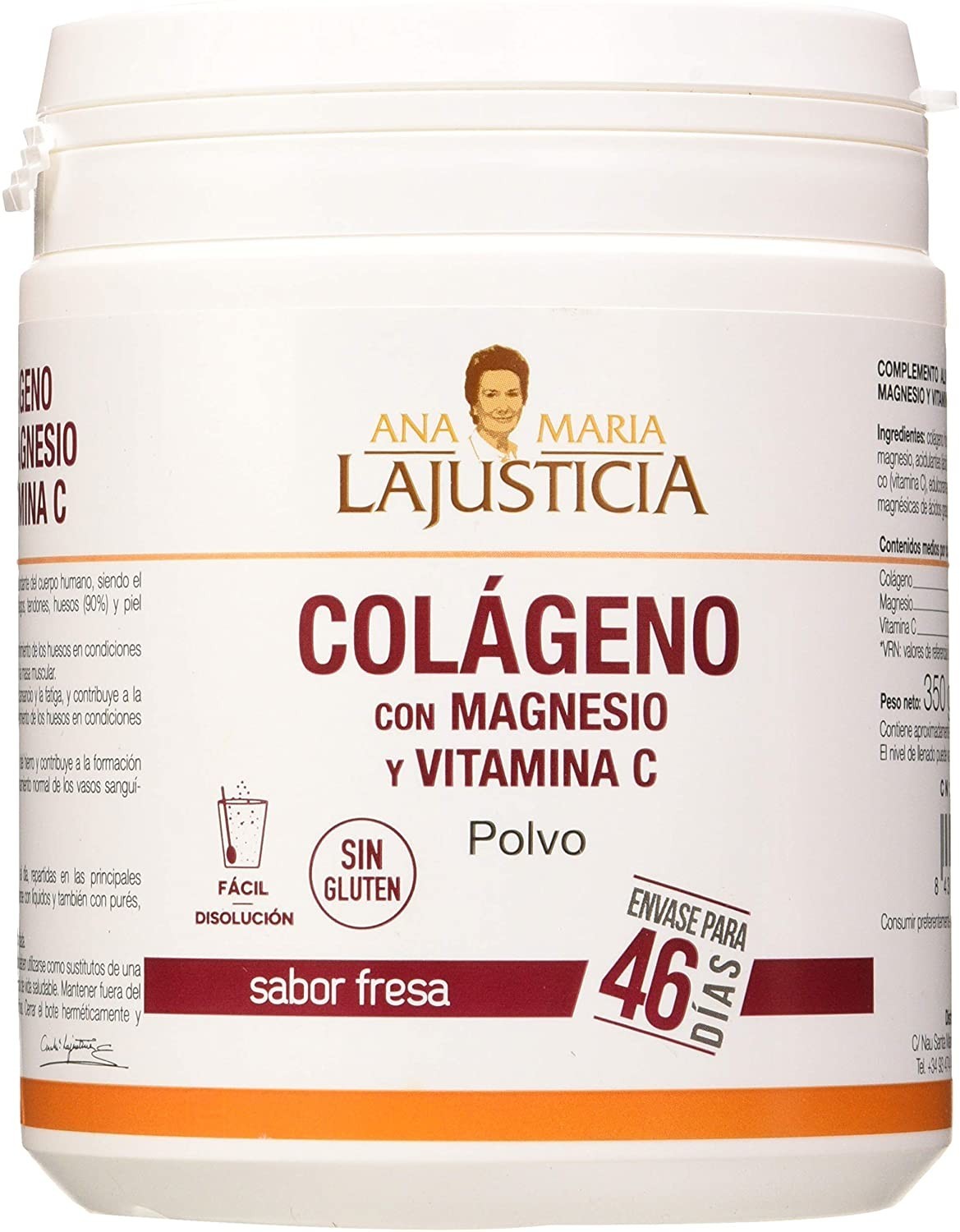 ANA MARÍA LAJUSTICIA Colágeno + Magnesio + Vit. C Sabor Fresa 350g-1