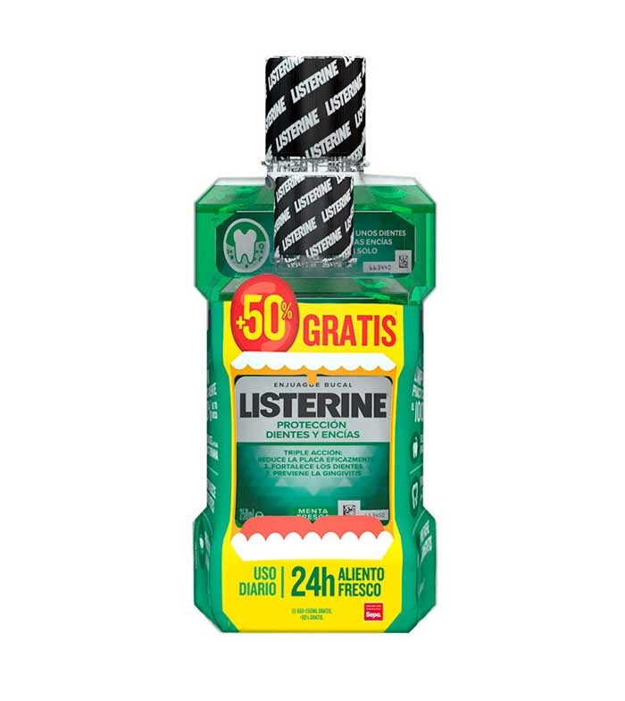 LISTERINE Dientes y Encías Enjuague Bucal Sabor Menta 500ml + 250ml GRATIS-10