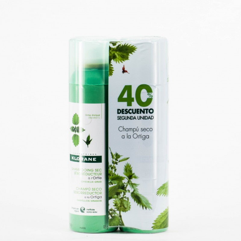 KLORANE Champú Seco a la Ortiga DUPLO 2x150ml