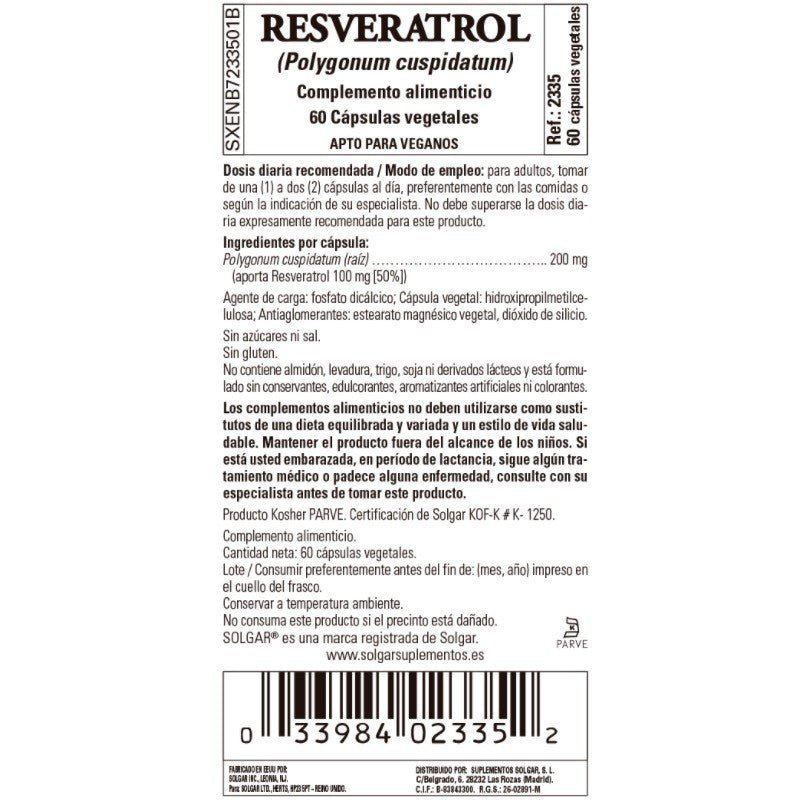 SOLGAR Resveratrol 60 Cápsulas Vegetales-3