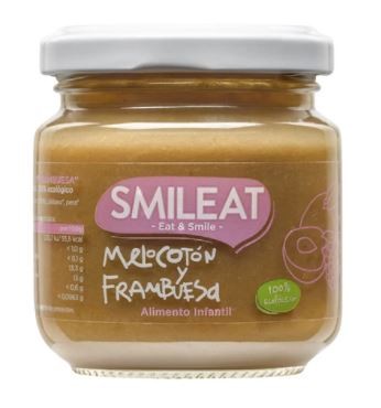 SMILEAT Tarrito Ecológico de Melocotón y Frambuesa 130g-1