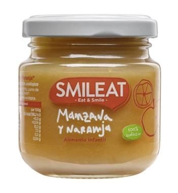 SMILEAT Tarrito Ecológico de Manzana, Naranja y Zanahoria 130g-1