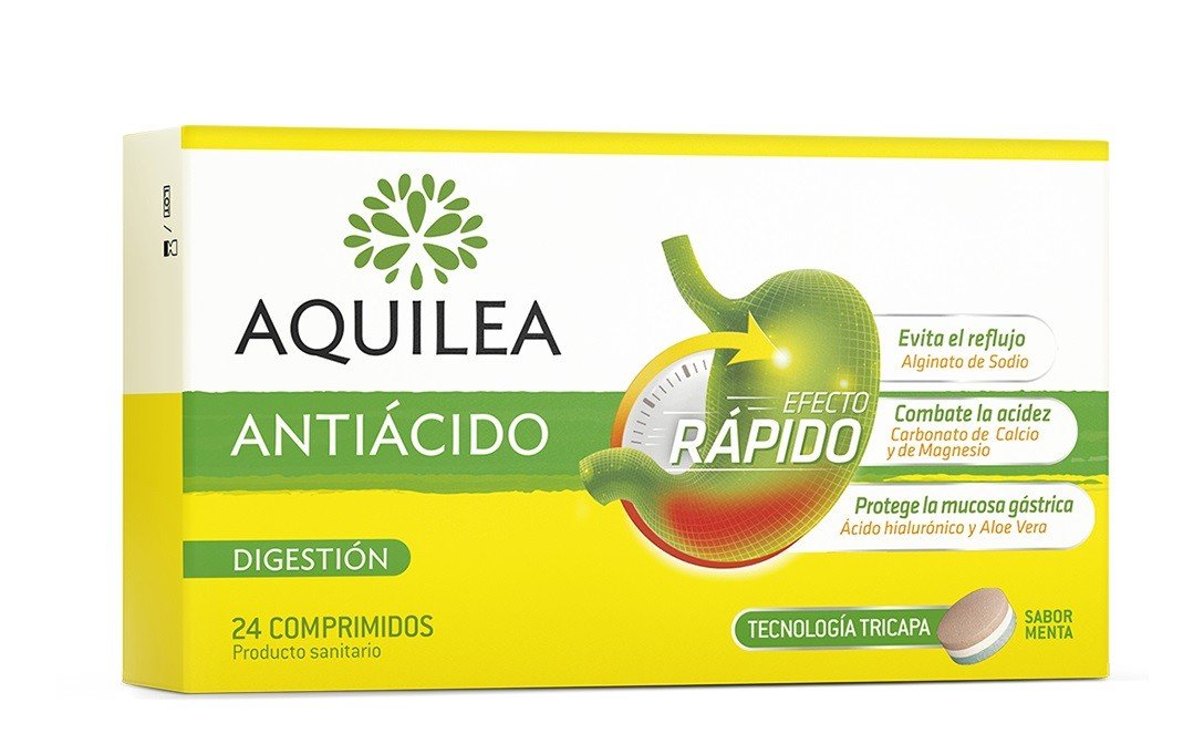 AQUILEA Antiácido Sabor Menta 24 Comprimidos Tricapa-1