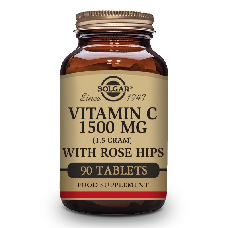 SOLGAR Vitamina C con Rose Hips (Escaramujo) 1500mg (90 Comprimidos)-1