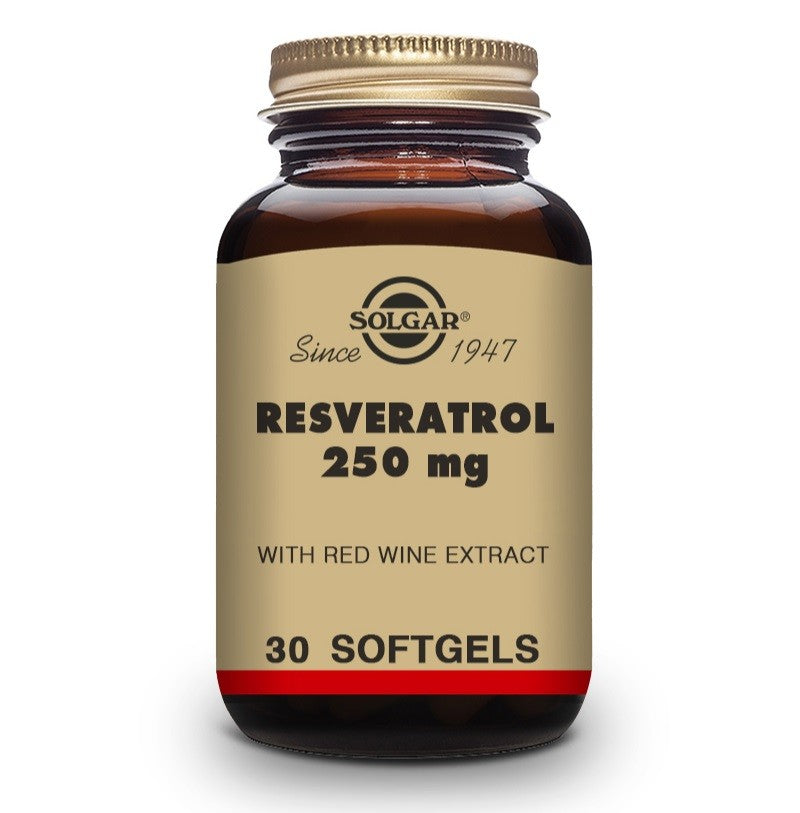 SOLGAR Resveratrol 250mg con Extracto de Vino Tinto 30 Cápsulas Blandas-1