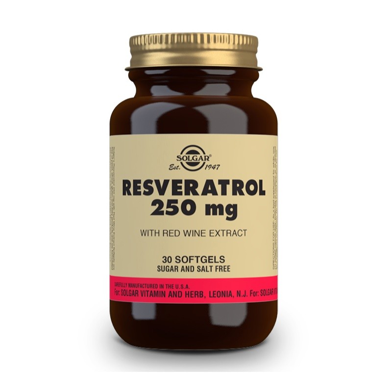 SOLGAR Resveratrol 250mg con Extracto de Vino Tinto 30 Cápsulas Blandas-2