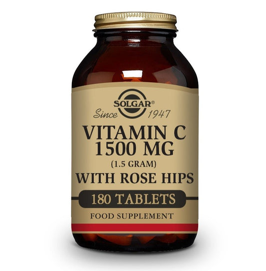 SOLGAR Vitamina C con Rose Hips (Escaramujo) 1500mg (180 Comprimidos)-1