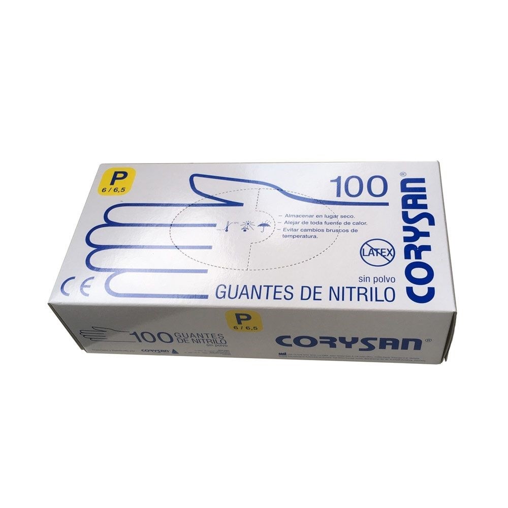 Guantes de Nitrilo Sin Polvo Sin Látex Talla S 100 unidades -CORYSAN--1