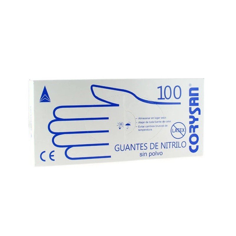 Guantes de Nitrilo Sin Polvo Sin Látex Talla M 100 unidades CORYSAN-1
