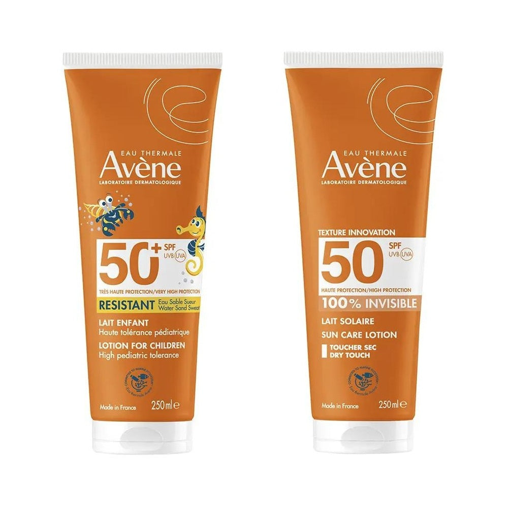 AVÈNE Leche Solar Niños SPF 50+ (250ml) + Leche Solar Adultos SPF 50+ (250ml)-1