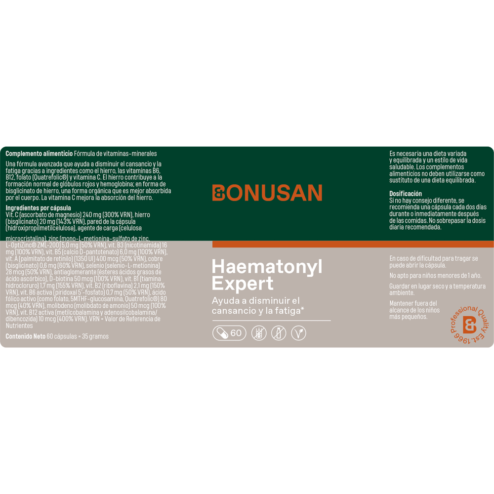 Bonusan Haematonyl Expert Suplemento Hierro 60 Cápsulas