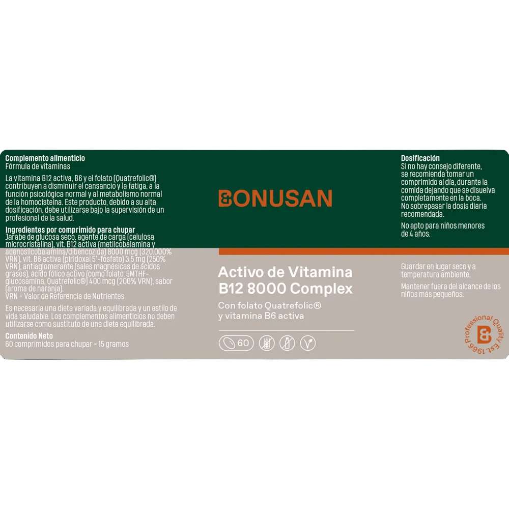 Bonusan Vitamina B12 activa 8000 Complex 60 comprimidos