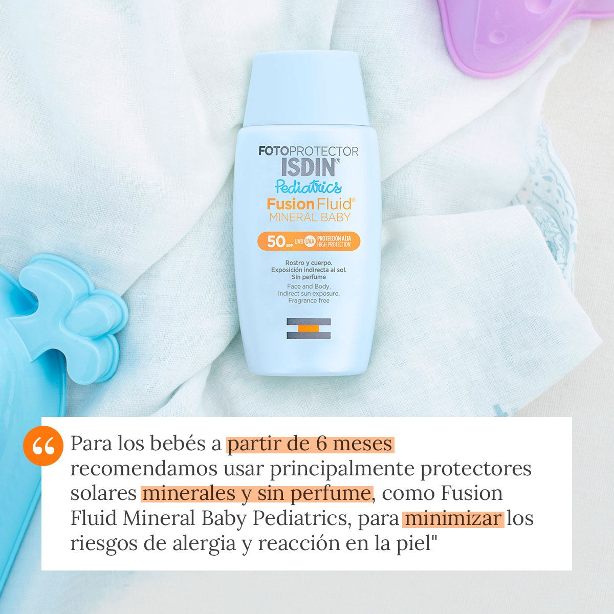 ISDIN Fusion Fluide Minéral Bébé Pédiatrie SPF 50 Photoprotecteur 50 ml