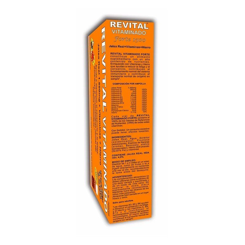 REVITAL Vitaminado Forte 1500 Jalea Real + Vitaminas + Hierro 20 Viales-2