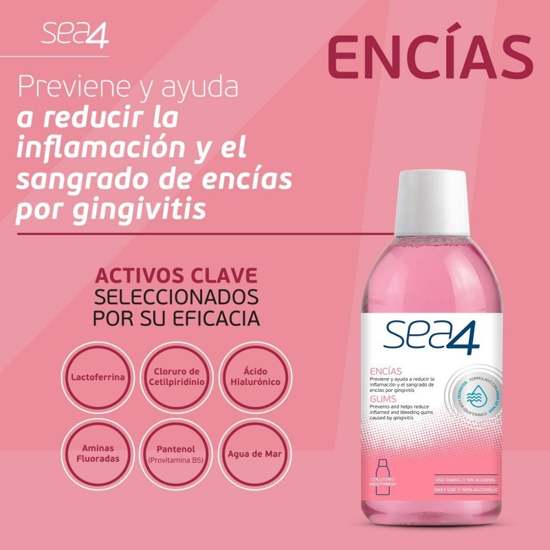 SEA4 Colutorio Encías 500ml + Pasta de Dientes Encías 75ml GRATIS-3