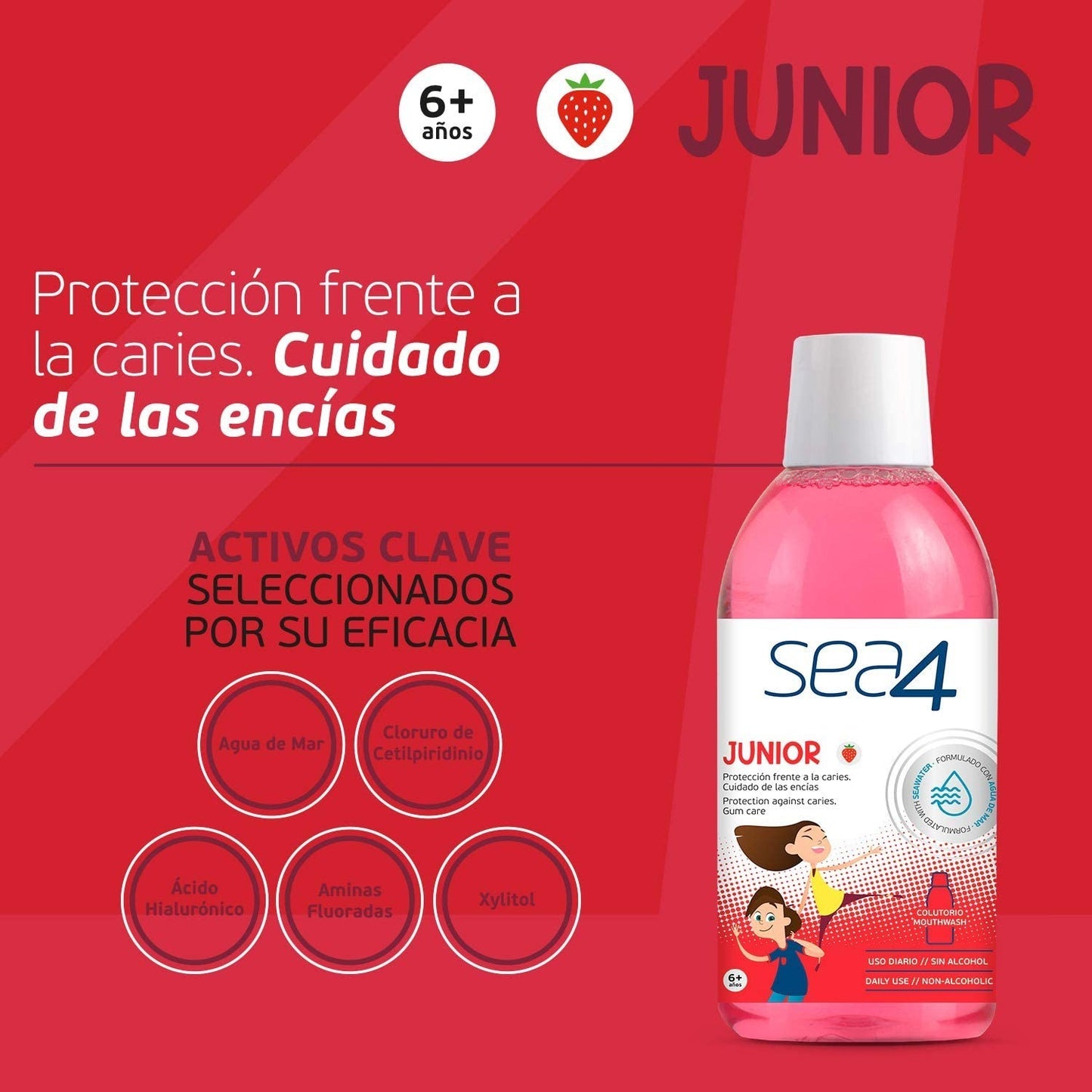 SEA4 Colutorio Infantil 500ml + Pasta de Dientes Junior 75ml GRATIS-2