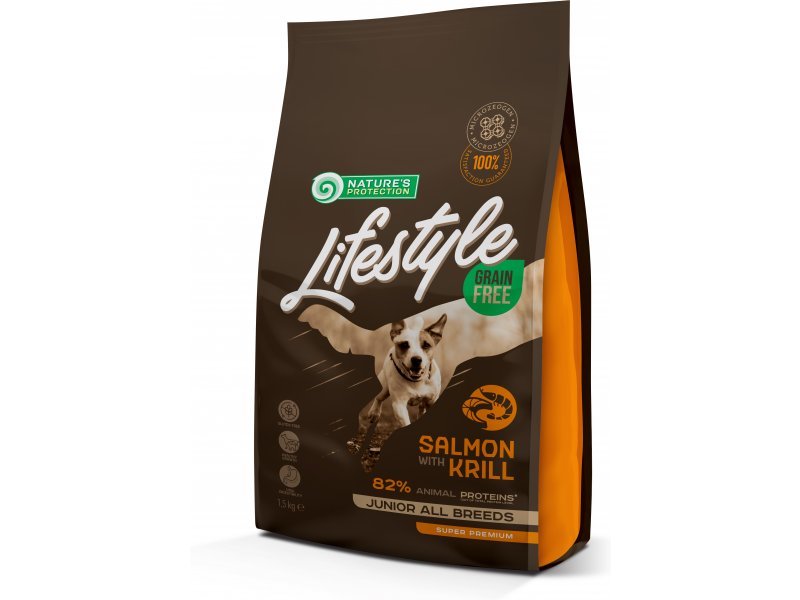 Natures Protection GF Junior Salmão & Krill Ração Seca 1,5Kg