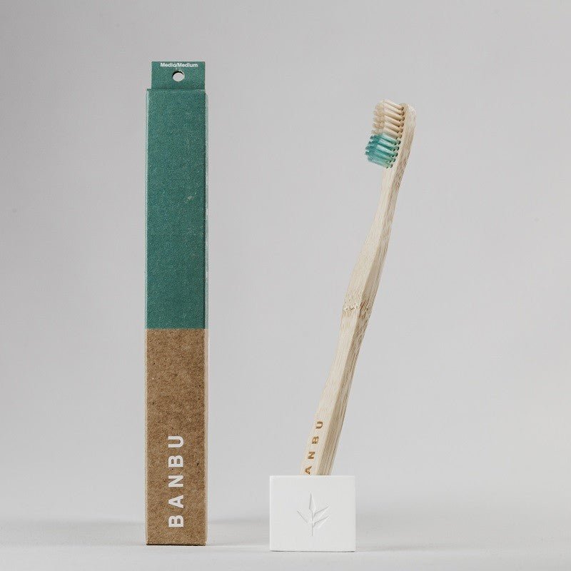 BANBU Cepillo de Dientes de Bambú Medio color Verde-5