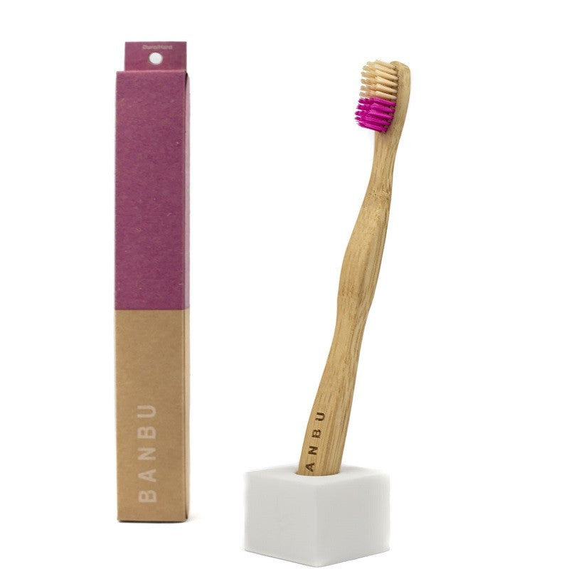 BANBU Cepillo de Dientes de Bambú Duro Rosa-1