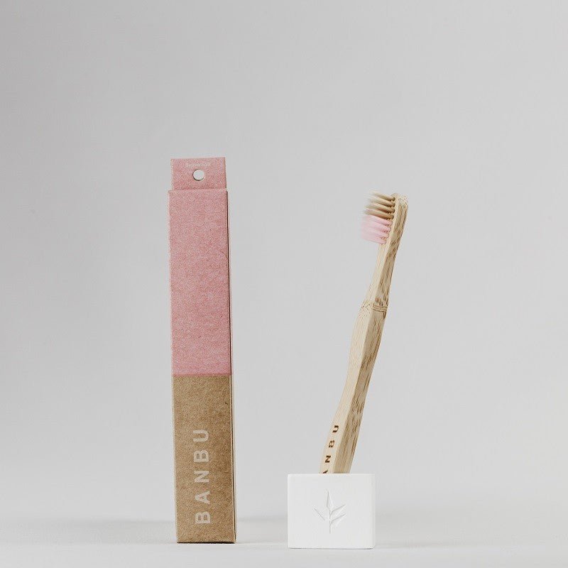 BANBU Cepillo de Dientes Infantil de Bambú color Rosa-3
