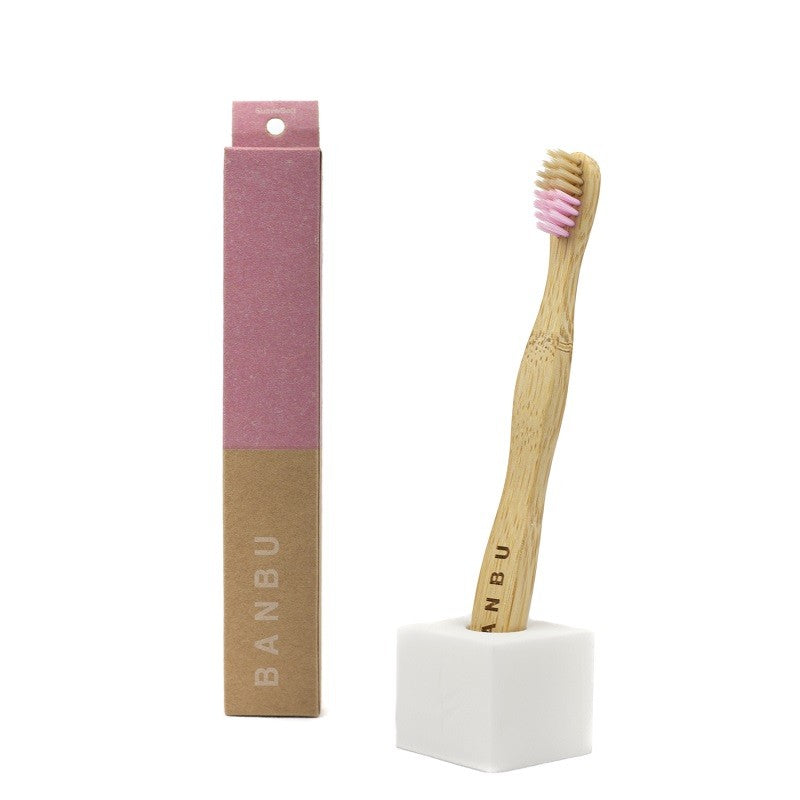 BANBU Cepillo de Dientes Infantil de Bambú color Rosa-1