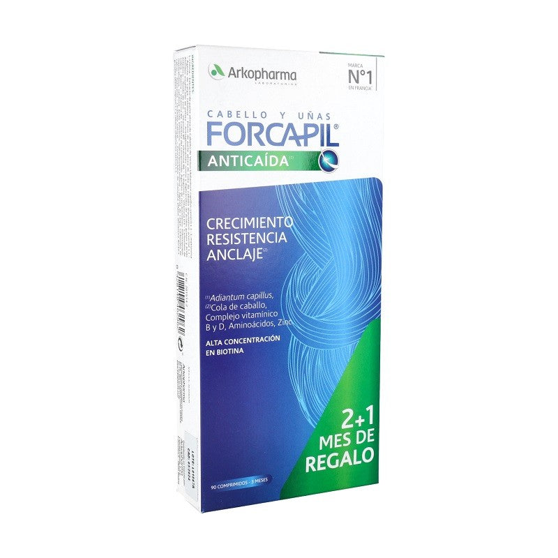 FORCAPIL Anticaída Cabello y Uñas 2+1 de REGALO (90 comprimidos) Arkopharma-1