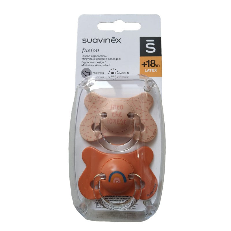 SUAVINEX Chupete Fusion Tetina Anatómica Látex +18 Meses x2 (Rosa Forest)-1
