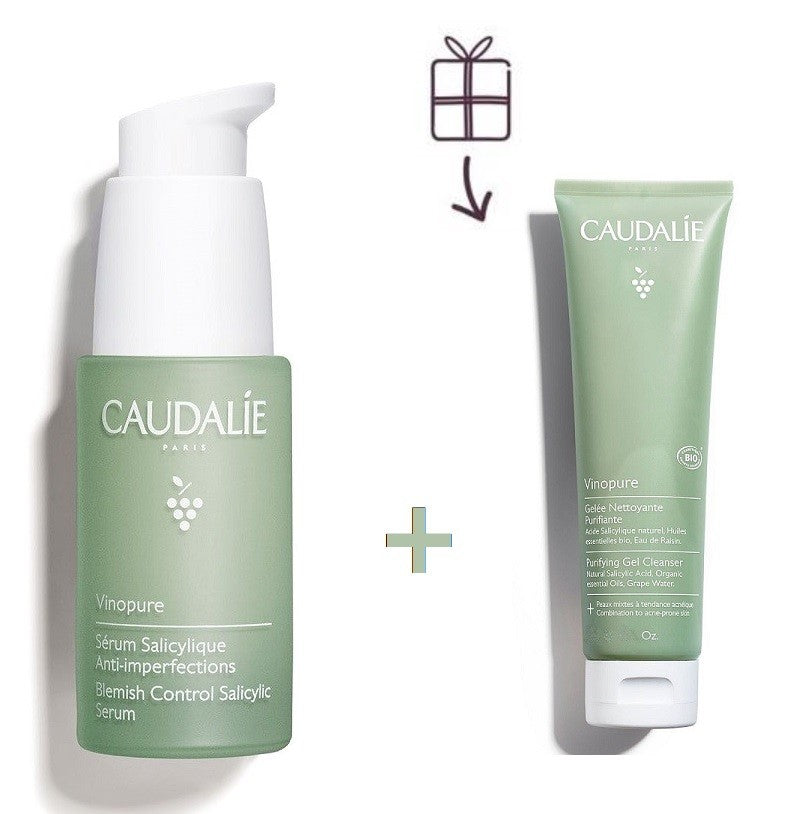 CAUDALIE Vinopure Sérum Anti-Imperfecciones + Gelatina Limpiadora Purificante de REGALO-1