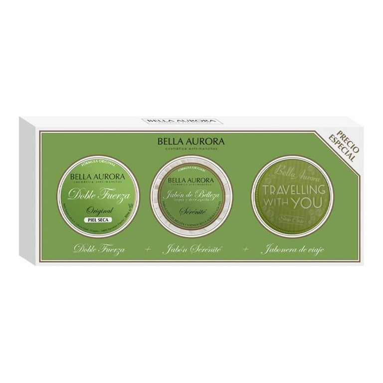 BELLA AURORA Pack Doble Fuerza Piel Seca + Jabón Sérénité + Jabonera de Viaje de REGALO-1