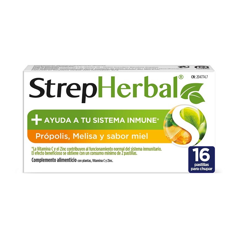 STREPHERBAL Própolis y Melisa sabor Miel 16 pastillas de chupar-1